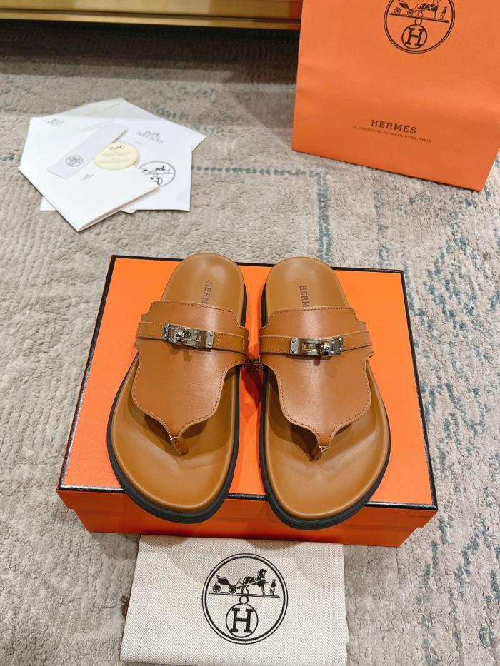 HERMES Empire Flip Flops Brown