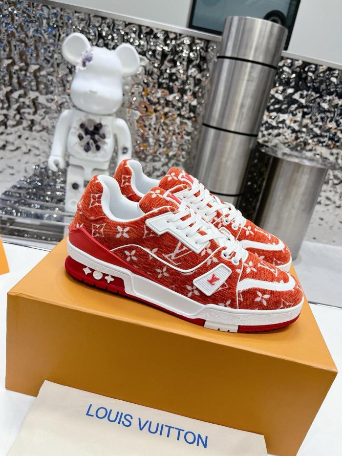 Louis Vuitton Trainer Red Monogram Textile