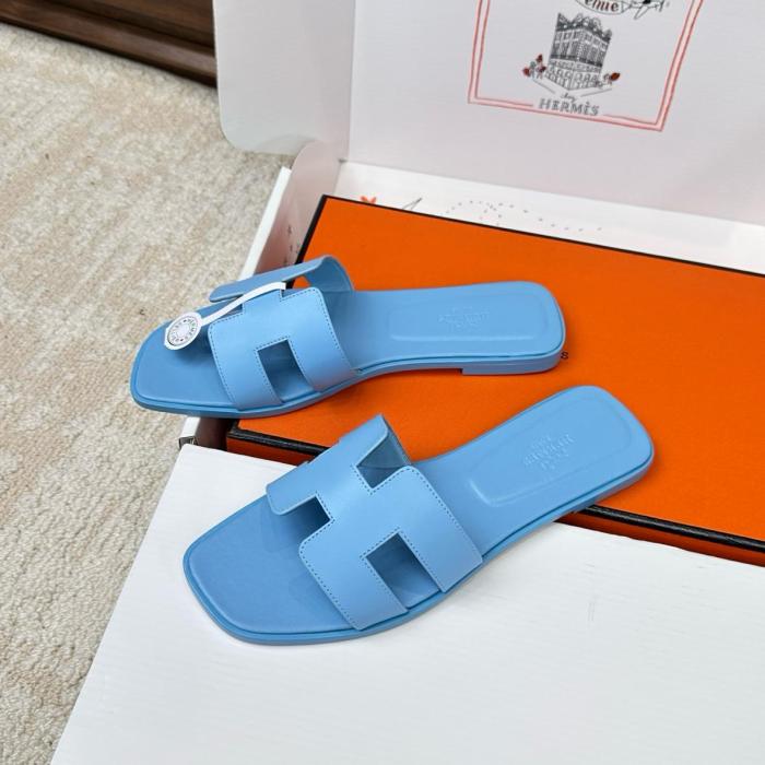 HERMES Oran Slide Slippers Women's Blue