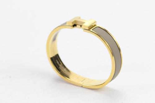 HERMES Clic H Enamel Bangles Women's Milk Tea Light Umber Gold