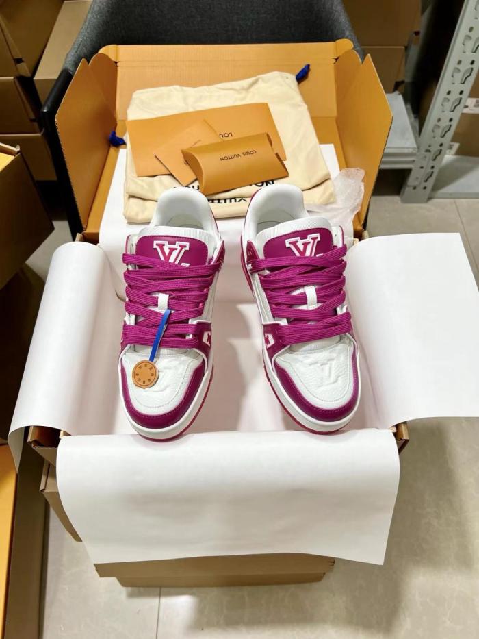 Louis Vuitton Trainer Low White Fuchsia