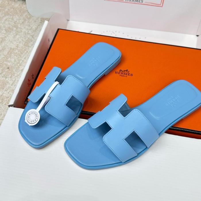 HERMES Oran Slide Slippers Women's Blue