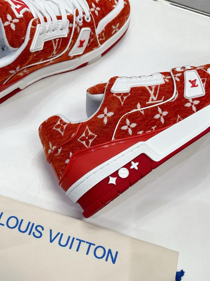 Louis Vuitton Trainer Red Monogram Textile