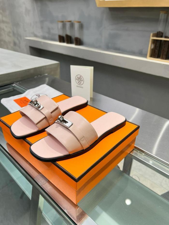 HERMES Giulia Slide Slippers Women's Pink