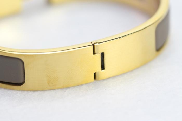 HERMES Clic H Enamel Bangles Women's Milk Tea Light Umber Gold