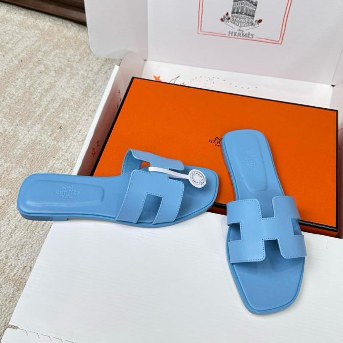 HERMES Oran Slide Slippers Women's Blue