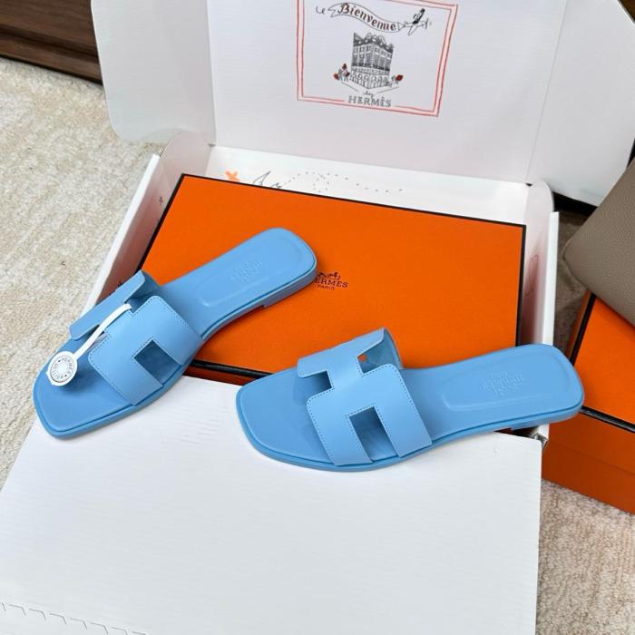HERMES Oran Slide Slippers Women's Blue