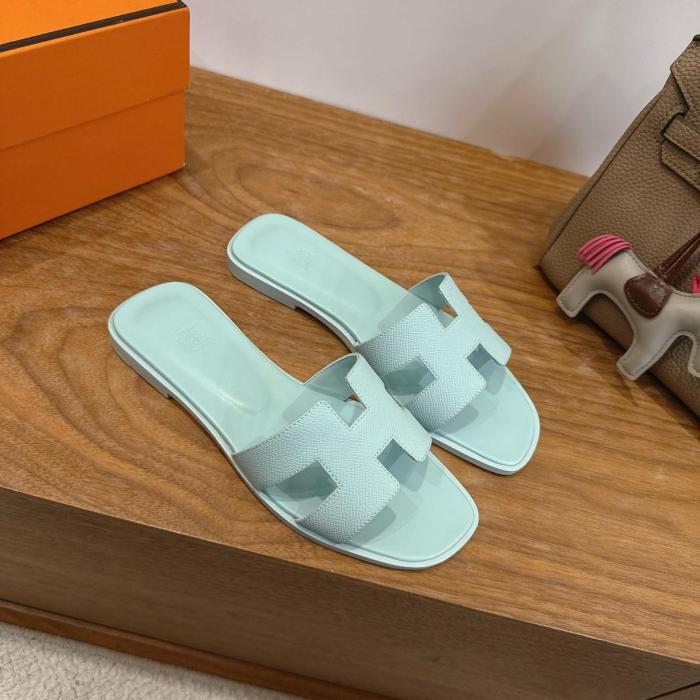 HERMES Oran Slide Slippers Women's Sky Blue