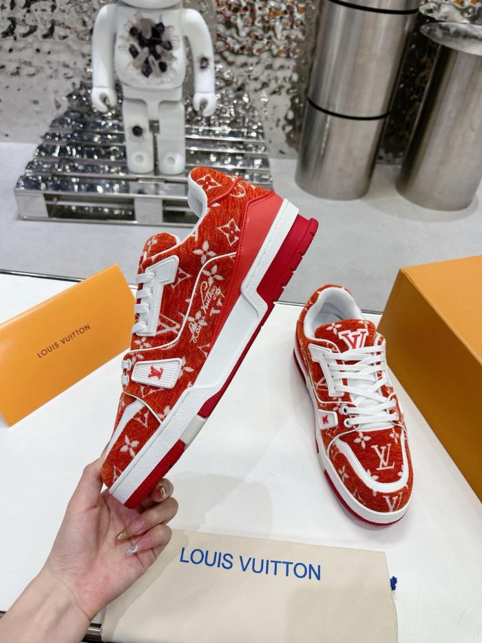 Louis Vuitton Trainer Red Monogram Textile