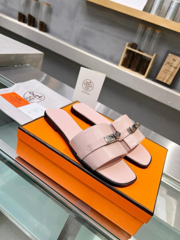 HERMES Giulia Slide Slippers Women's Pink