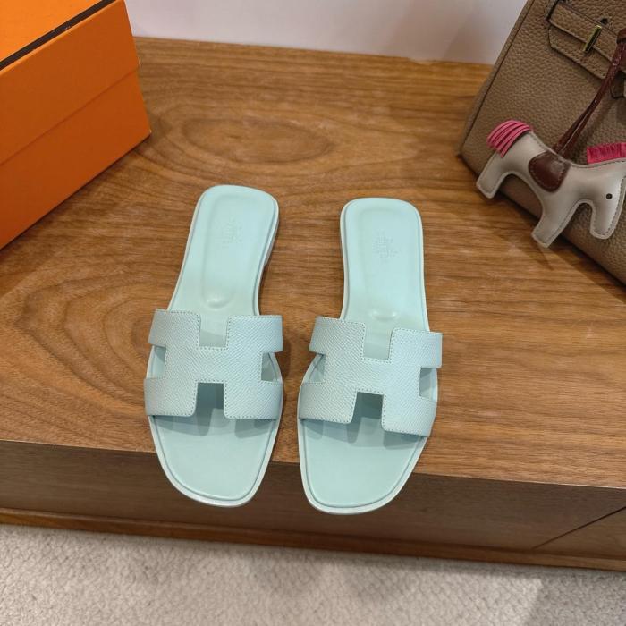 HERMES Oran Slide Slippers Women's Sky Blue