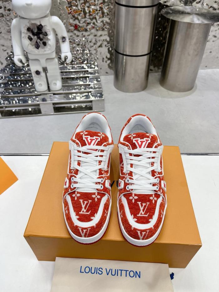 Louis Vuitton Trainer Red Monogram Textile