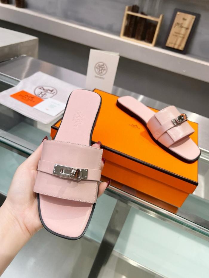 HERMES Giulia Slide Slippers Women's Pink
