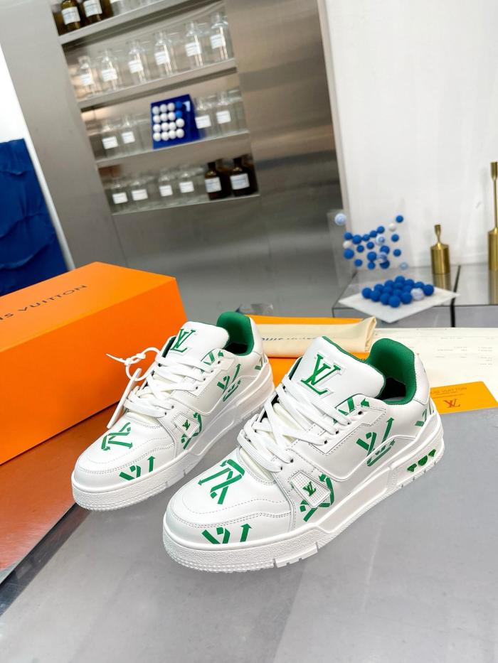 Louis Vuitton LV Trainer White Green Recycled