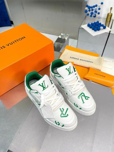 Louis Vuitton LV Trainer White Green Recycled