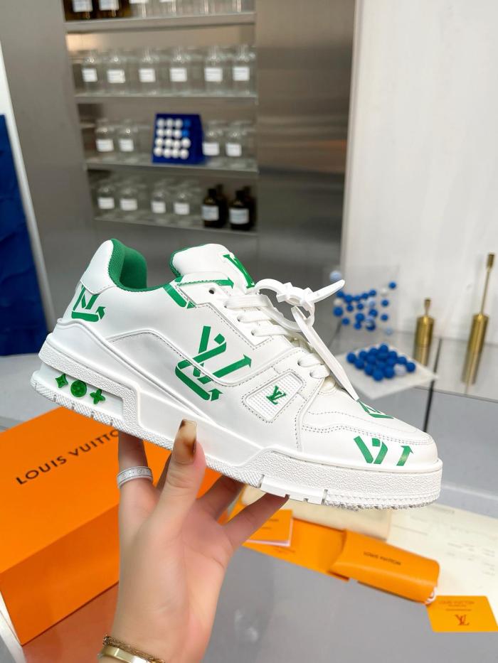 Louis Vuitton LV Trainer White Green Recycled