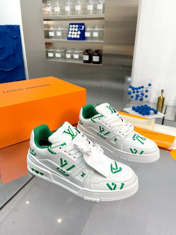 Louis Vuitton LV Trainer White Green Recycled