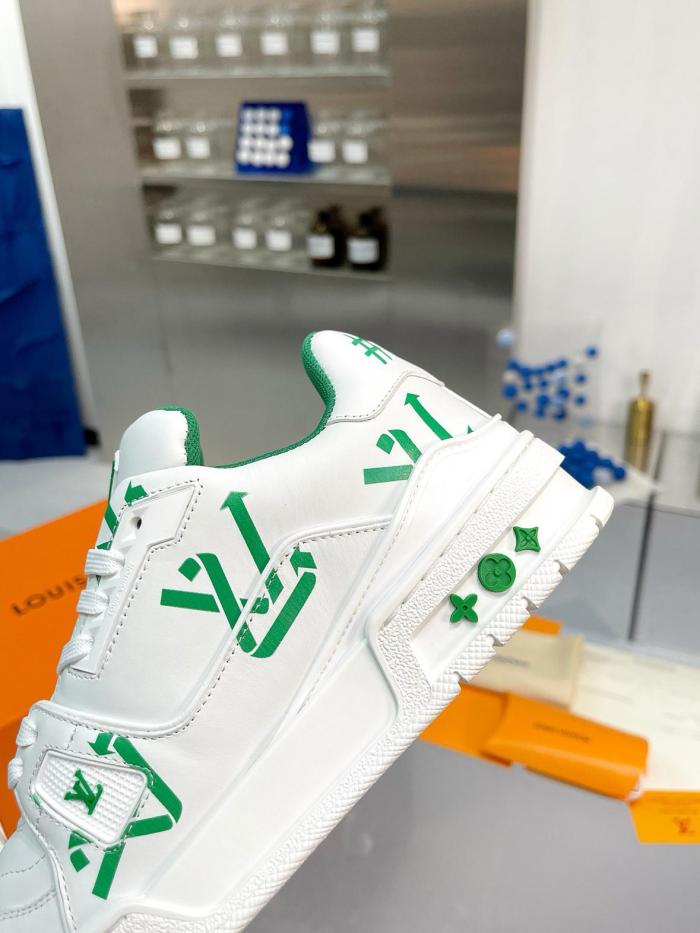 Louis Vuitton LV Trainer White Green Recycled