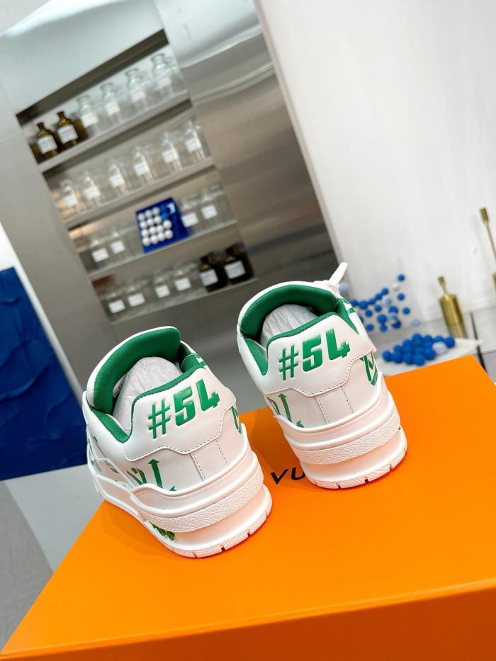 Louis Vuitton LV Trainer White Green Recycled