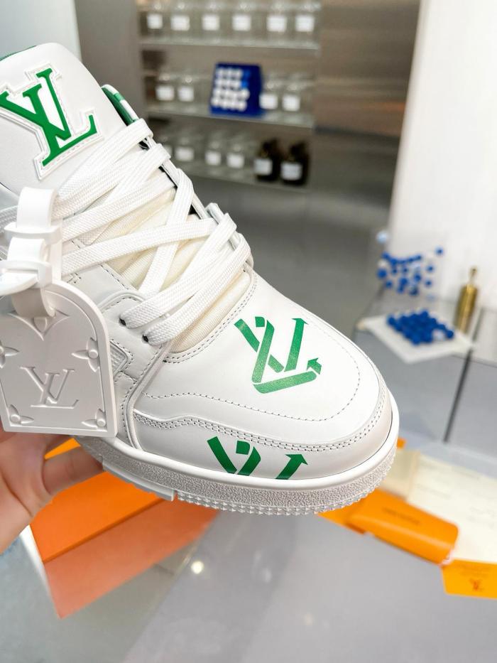 Louis Vuitton LV Trainer White Green Recycled