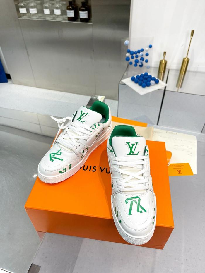Louis Vuitton LV Trainer White Green Recycled