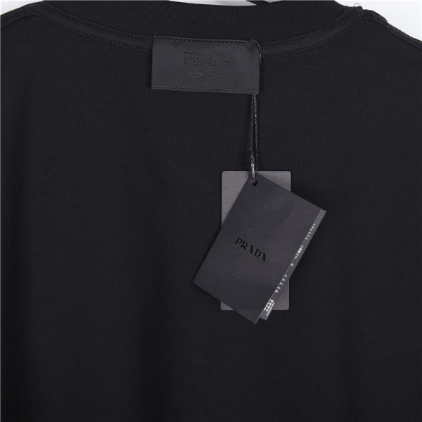 PRADA T Shirts Men's Black Crew Neck Moderate Straight Fit