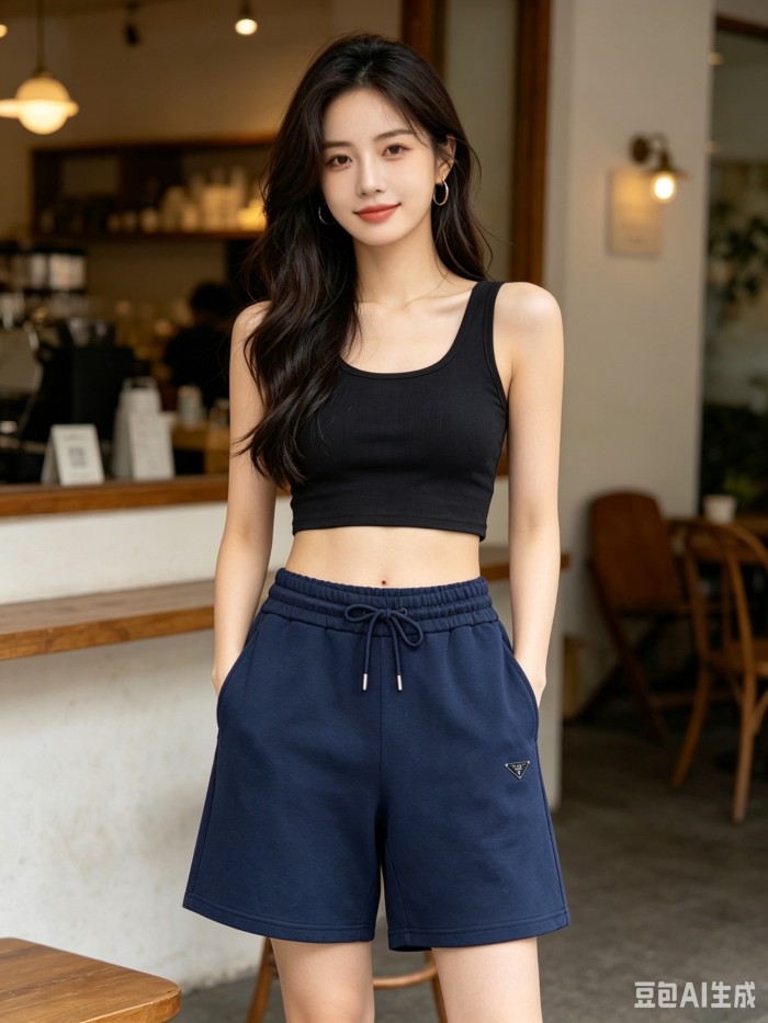 Burberry Monogram Motif Cashmere Drawcord Shorts Navy Blue