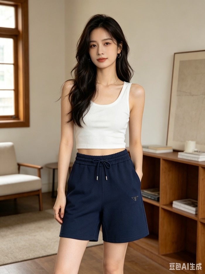 Burberry Monogram Motif Cashmere Drawcord Shorts Navy Blue