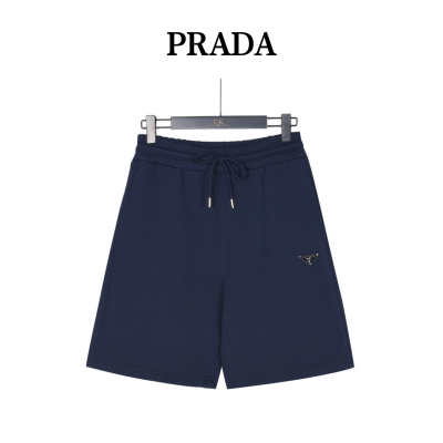 Burberry Monogram Motif Cashmere Drawcord Shorts Navy Blue