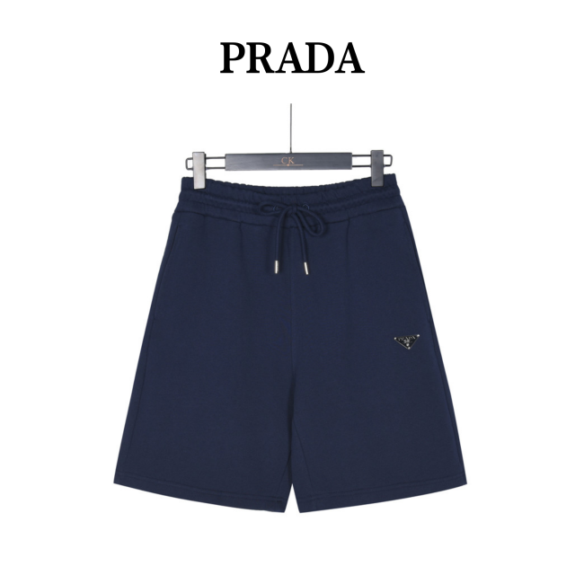 Burberry Monogram Motif Cashmere Drawcord Shorts Navy Blue