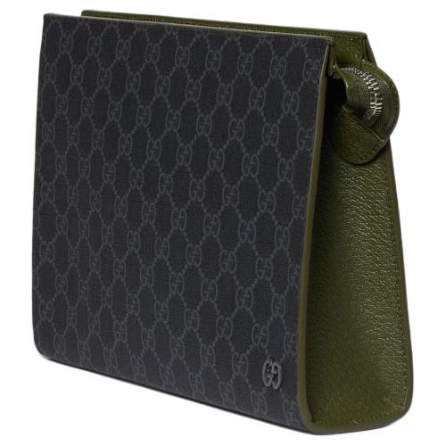 GUCCI Canvas With Leather Clutch Men's Black 768255-FACQC-1049 size 26*6*18 cm
