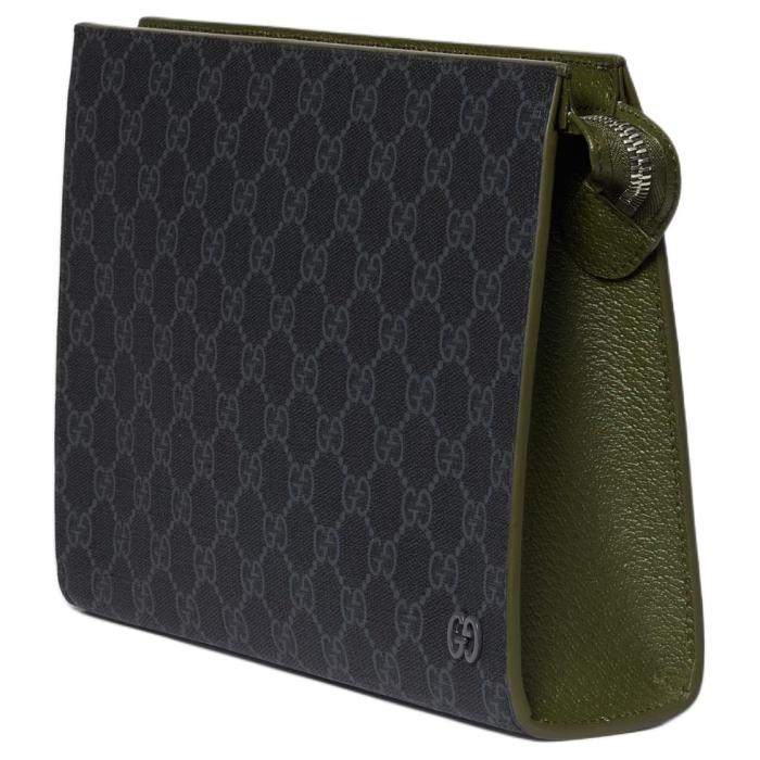 GUCCI Canvas With Leather Clutch Men's Black 768255-FACQC-1049 size 26*6*18 cm