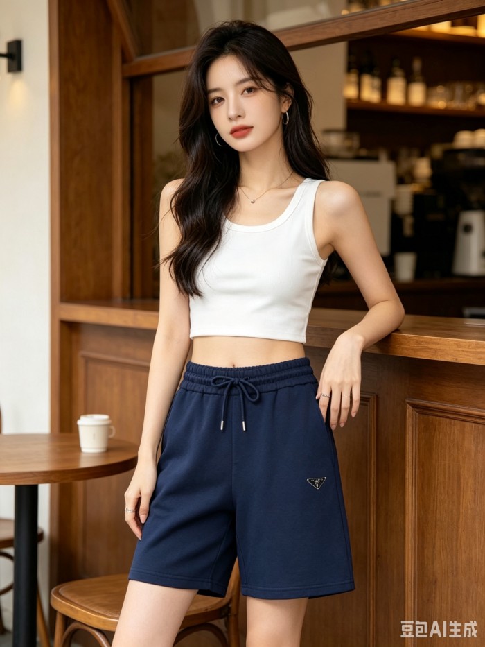 Burberry Monogram Motif Cashmere Drawcord Shorts Navy Blue