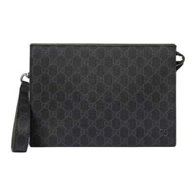 GUCCI Canvas With Leather Clutch Men's Black 768255-FACQC-1049 size 26*6*18 cm