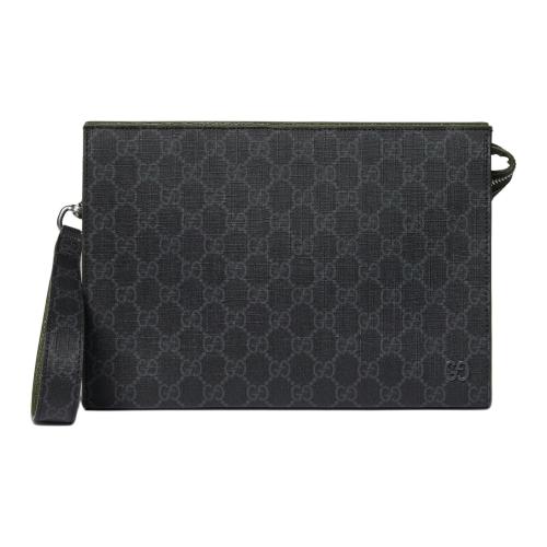GUCCI Canvas With Leather Clutch Men's Black 768255-FACQC-1049 size 26*6*18 cm