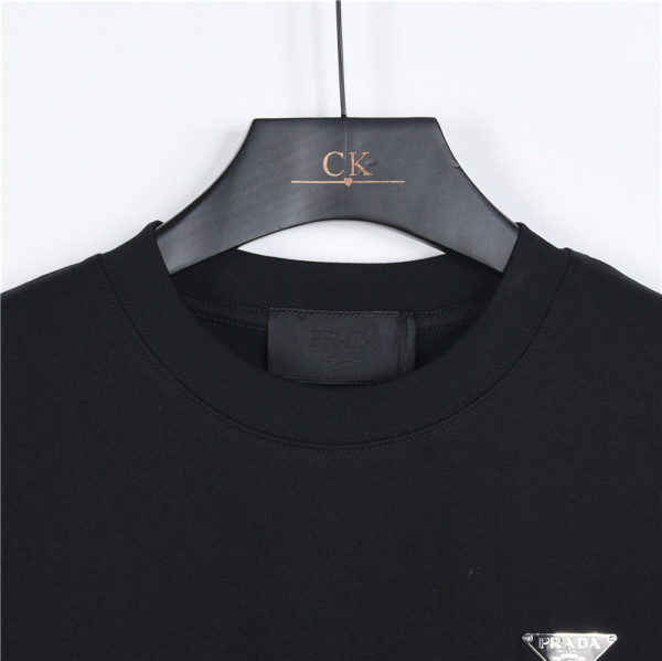 PRADA T Shirts Men's Black Crew Neck Moderate Straight Fit