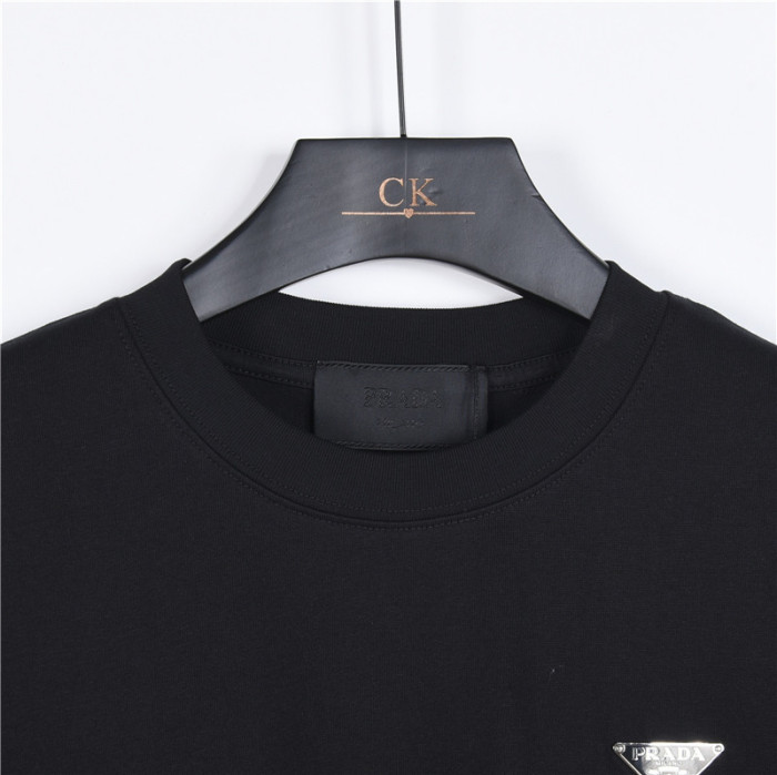 PRADA T Shirts Men's Black Crew Neck Moderate Straight Fit