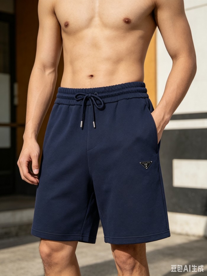 Burberry Monogram Motif Cashmere Drawcord Shorts Navy Blue