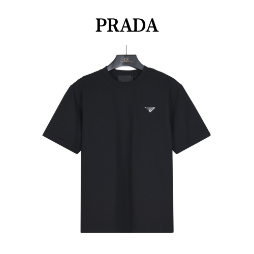 PRADA T Shirts Men's Black Crew Neck Moderate Straight Fit