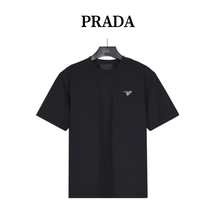 PRADA T Shirts Men's Black Crew Neck Moderate Straight Fit
