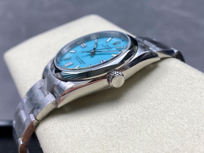 ROLEX Smooth Bezel, Oyster Perpetual Type Blue/Tiffany Blue Automatic Mechanical Movement 100m Waterproof Women's Watch Case Diameter/Size 36mm