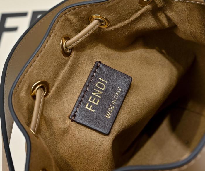 FENDI Mon Tresor Jacquard Bucket Bag, One Shoulder Handbag Small Women's Brown 8BS093-ALP3-F1A0F L14cm W12cm H18cm