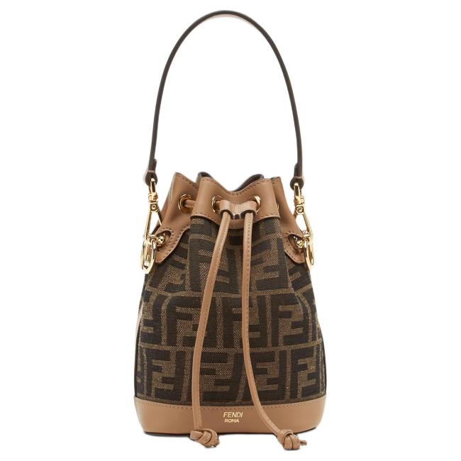 FENDI Mon Tresor Jacquard Bucket Bag, One Shoulder Handbag Small Women's Brown 8BS093-ALP3-F1A0F L14cm W12cm H18cm