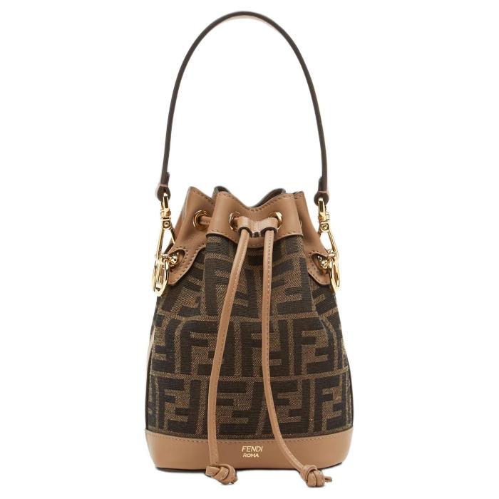 FENDI Mon Tresor Jacquard Bucket Bag, One Shoulder Handbag Small Women's Brown 8BS093-ALP3-F1A0F L14cm W12cm H18cm