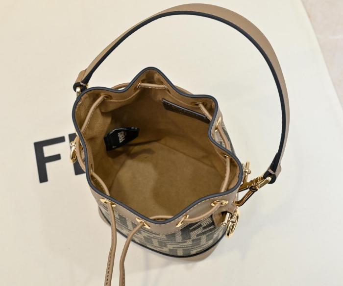 FENDI Mon Tresor Jacquard Bucket Bag, One Shoulder Handbag Small Women's Brown 8BS093-ALP3-F1A0F L14cm W12cm H18cm