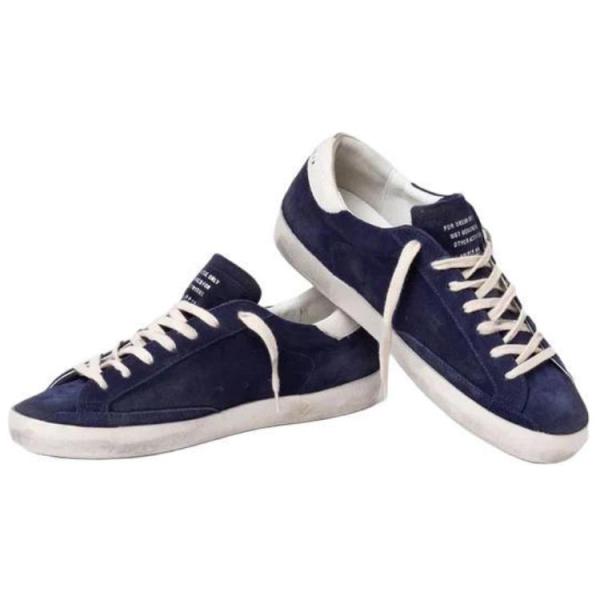 Golden Goose Super Star Leather Abrasion Resistant Low top Skateboard Shoes Men's Blue