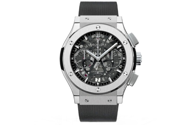 HUBLOT Automatic Mechanical Movement Men's Watches Watch 45mm Black Dial Titanium Watch Case Rubber Strap