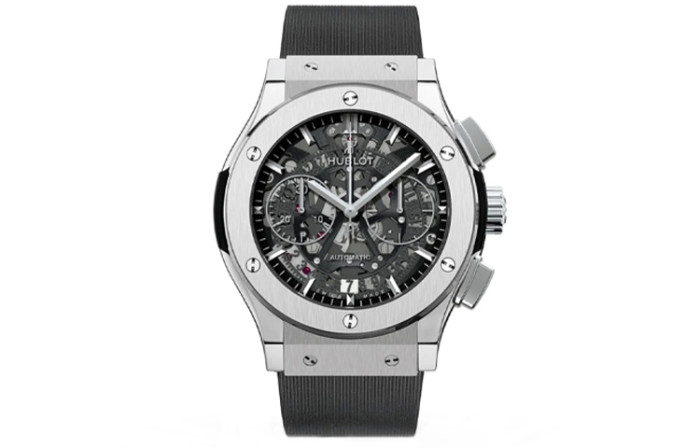 HUBLOT Automatic Mechanical Movement Men's Watches Watch 45mm Black Dial Titanium Watch Case Rubber Strap