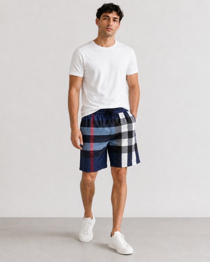 Burberry Checked Drawstring Swim Shorts