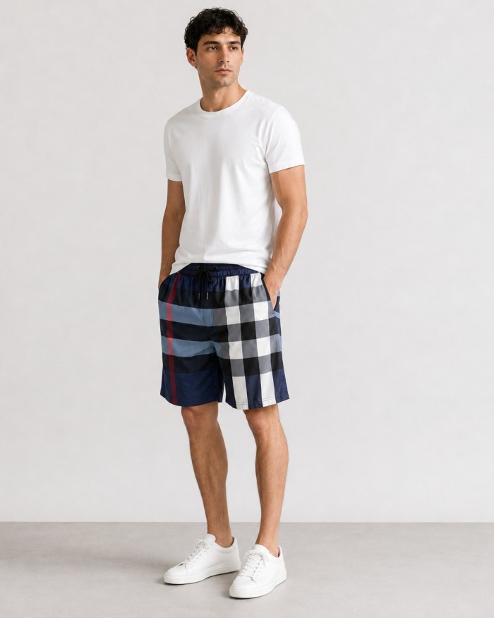 Burberry Checked Drawstring Swim Shorts